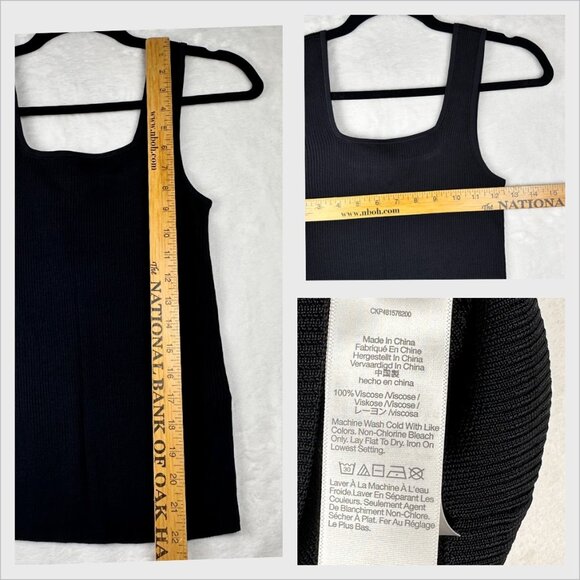 Madewell Square Neck Ribbed Tank Top Black XS Viscose Knit NWT Minimalist - Picture 10 of 11